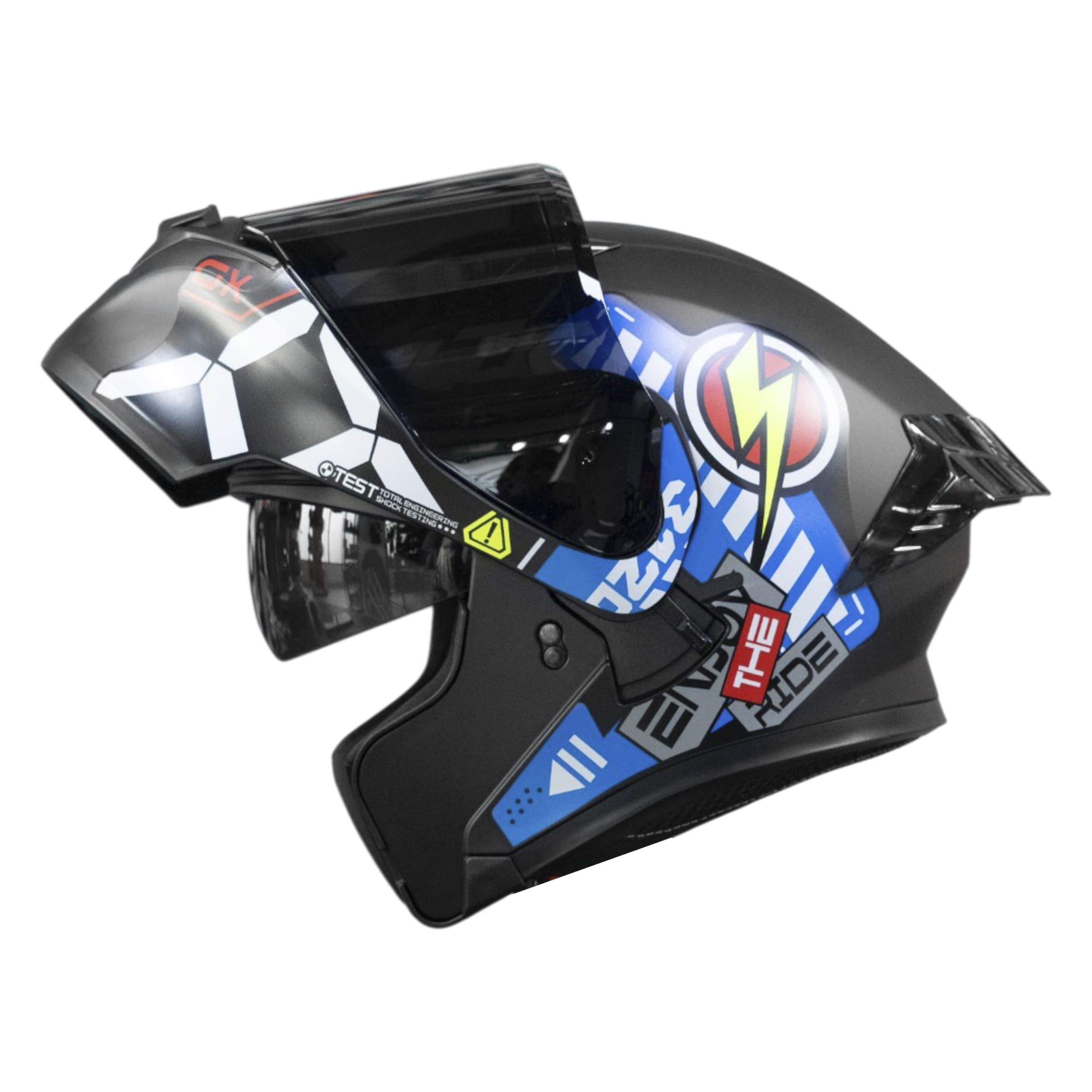 Casco moto ich 3120 cbrpnk az abatible con sun visor certificación
