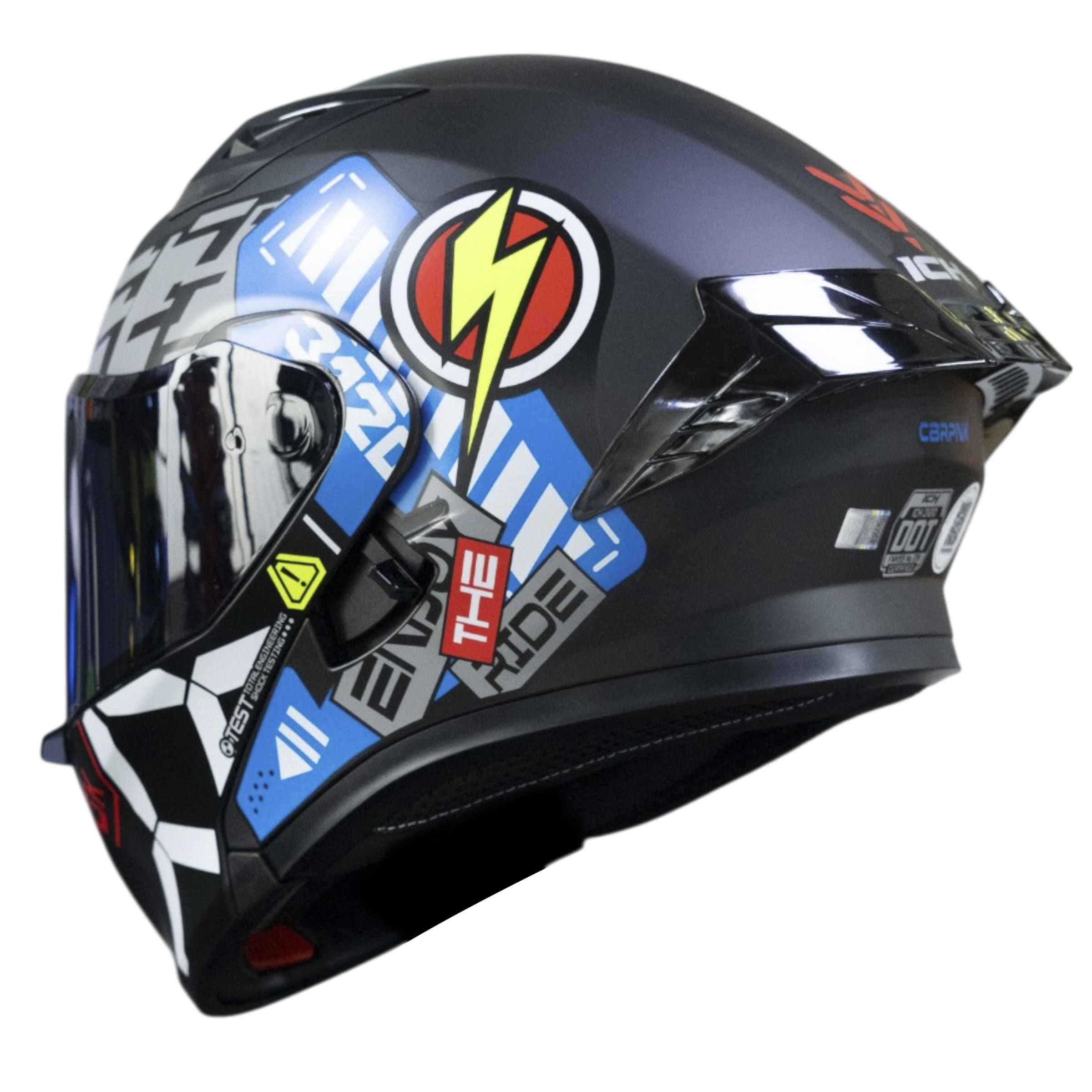 Casco moto ich 3120 cbrpnk az abatible con sun visor certificación