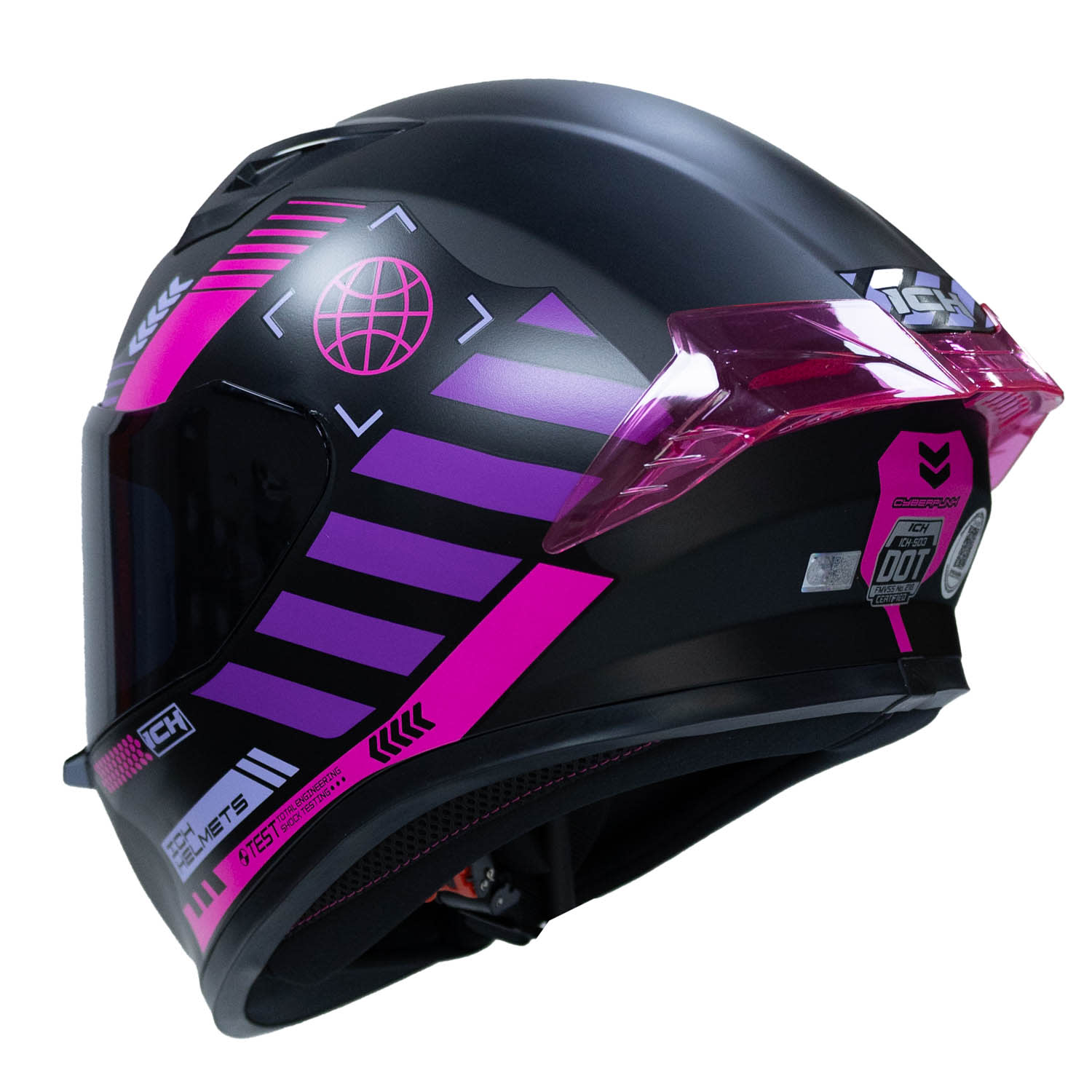 Casco moto ich 503 cyberpunk fc sm integral certificación dot qr OXS