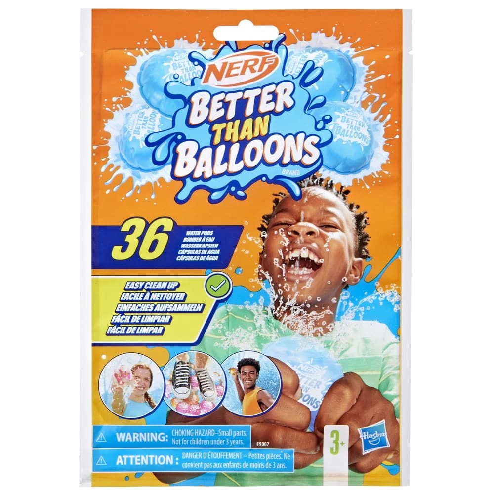 Cápsulas De Agua Nerf Better Than Balloons – 36 Unidades Autosellables, Fáciles De Llenar Y Limpiar, Para Juegos Acuáticos
