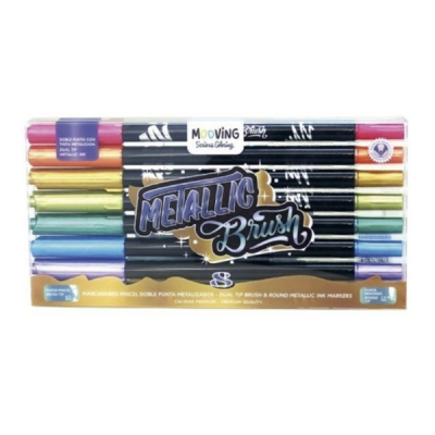 ESTUCHE 8 BRUSH DOBLE METALIZADOS PREMIUM1