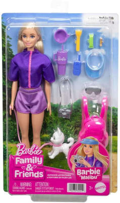 Barbie Muñeca Malibú Mascota Perrito Accesorios Aventura 3+1