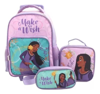 SET PROMO BTS 3 PIEZAS MOCHILA 15  -LONCHERA -ESTUCHE WISH1