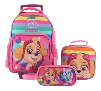 SET PROMO BTS 3 PIEZAS MOCHILA 15   -LONCHERA -ESTUCHE PAW PATROL GIRL1