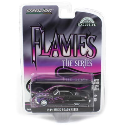 GREENLIGHT 1:64 Flames The Series - 1949 Buick Roadmaster Hardtop - Black with Flames (Hobby Exclusive)2