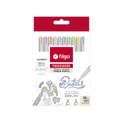 SET 10 RESALTADORES MULTILIGHTER DOBLE PUNTA COLORES PASTEL1