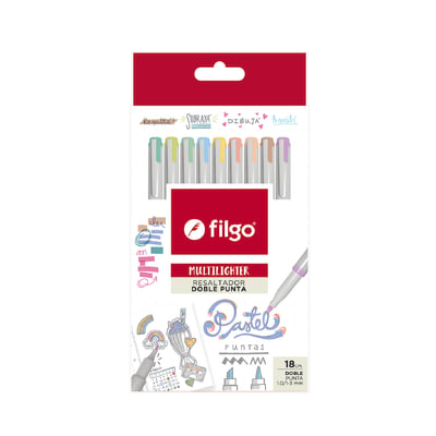 SET 18 RESALTADORES MULTILIGHTER DOBLE PUNTA COLORES PASTEL1