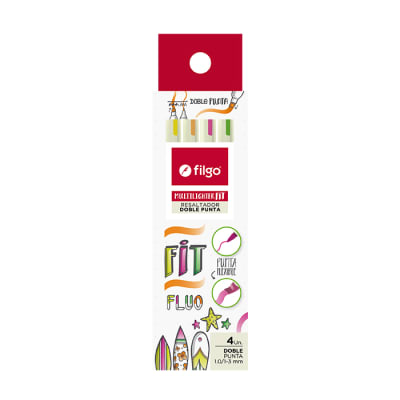 SET 4 RESALTADORES MULTILIGHTER FIT DOBLE PUNTA COLORES FLUOR1