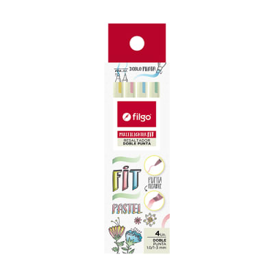 SET 4 RESALTADORES MULTILIGHTER FIT DOBLE PUNTA COLORES PASTEL1