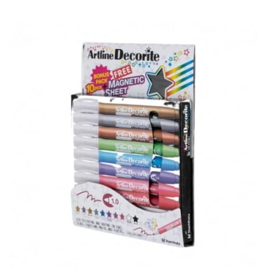 SET 10 DECORITE METALIZADOS PUNTA FINA 1 MM + PIZARRA MAGNETICA SET 10 DECORITE METALIZADOS PUNTA FINA 1 MM + PIZARRA MAGNETICA