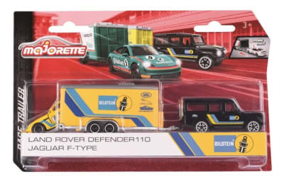 AUTO MAJORETTE CAR TRAILER LAND ROVER DEFENDER 110 JAGUAR F-TYPE1