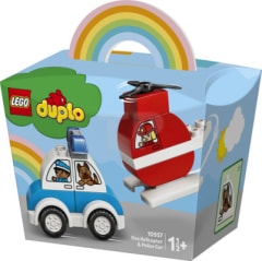 LEGO DUPLO HELICÓPTERO DE BOMBEROS Y AUTO DE POLICÍA