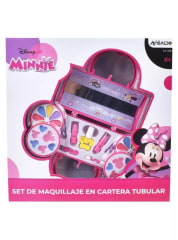 MINNIE SET COSMETICOS CARTERA DE MANO TUBULAR TRES PISOS Y ESPEJO