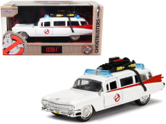 1:32 | Hollywood Rides | Ghostbusters Cadillac Ecto-1-Free Rolling
(SDG No. 253232000)  | Glossy Wh