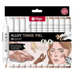 Marcador artístico doble punta ALLOY / Estuche 12 tonos piel