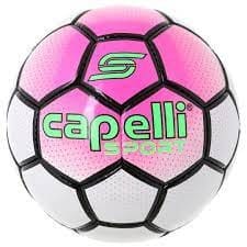Balon de futbol intermedio Neon Coral White Black -Neon Pink White Black Bowery Hand Stitched Socce