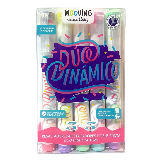 ESTUCHE 5 DESTACADORES PUNTA DOBLE PREMIUM 0