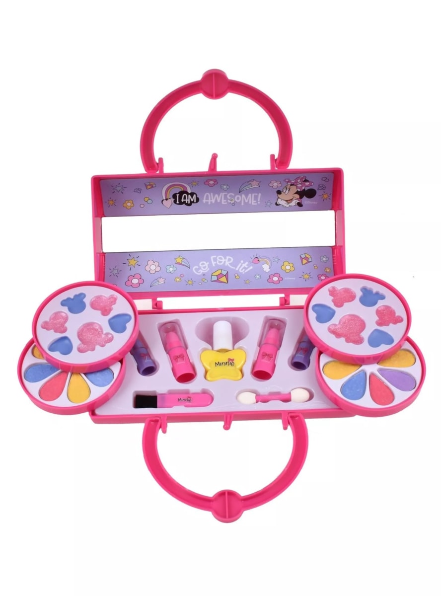 MINNIE SET COSMETICOS CARTERA DE MANO TUBULAR TRES PISOS Y ESPEJO1