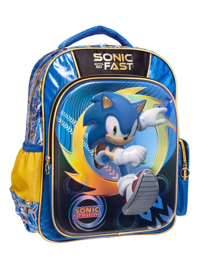 MOCHILA ESCOLAR SONIC NEGRA 3D METALICO 1