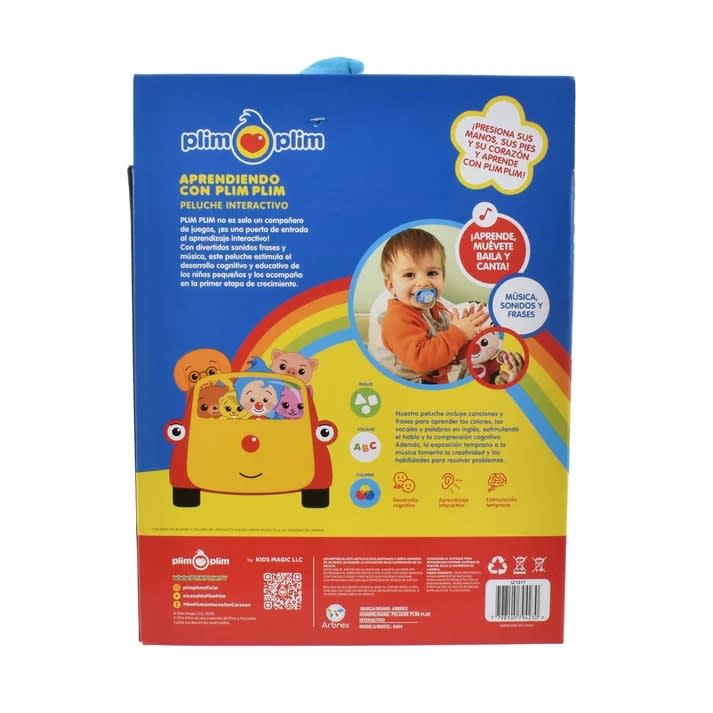 PELUCHE DE APRENDIZAJE DE 30 CMS CON LUZ MUSICA Y SONIDOS PLIM PLIM1