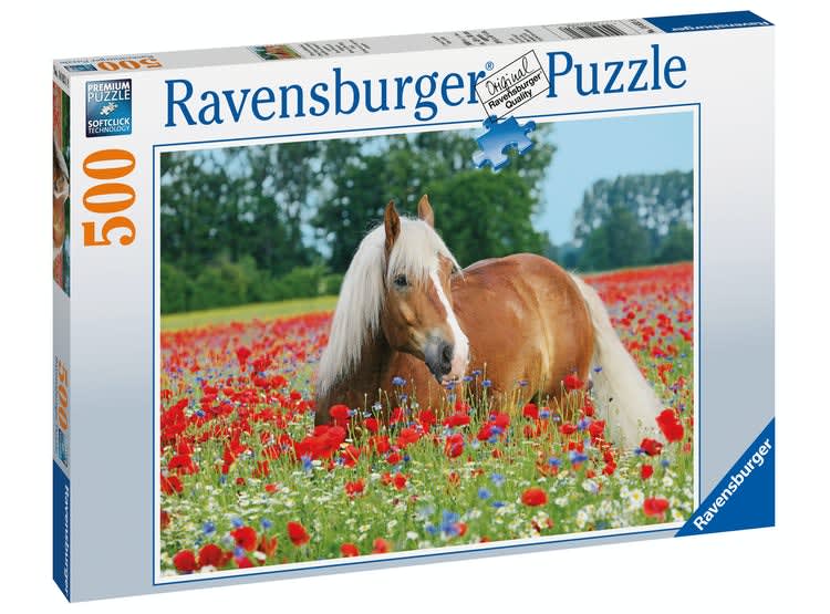 RAVENSBURGER PUZZLE HORSE IN THE POPPY FIELD 500 PIEZAS 0