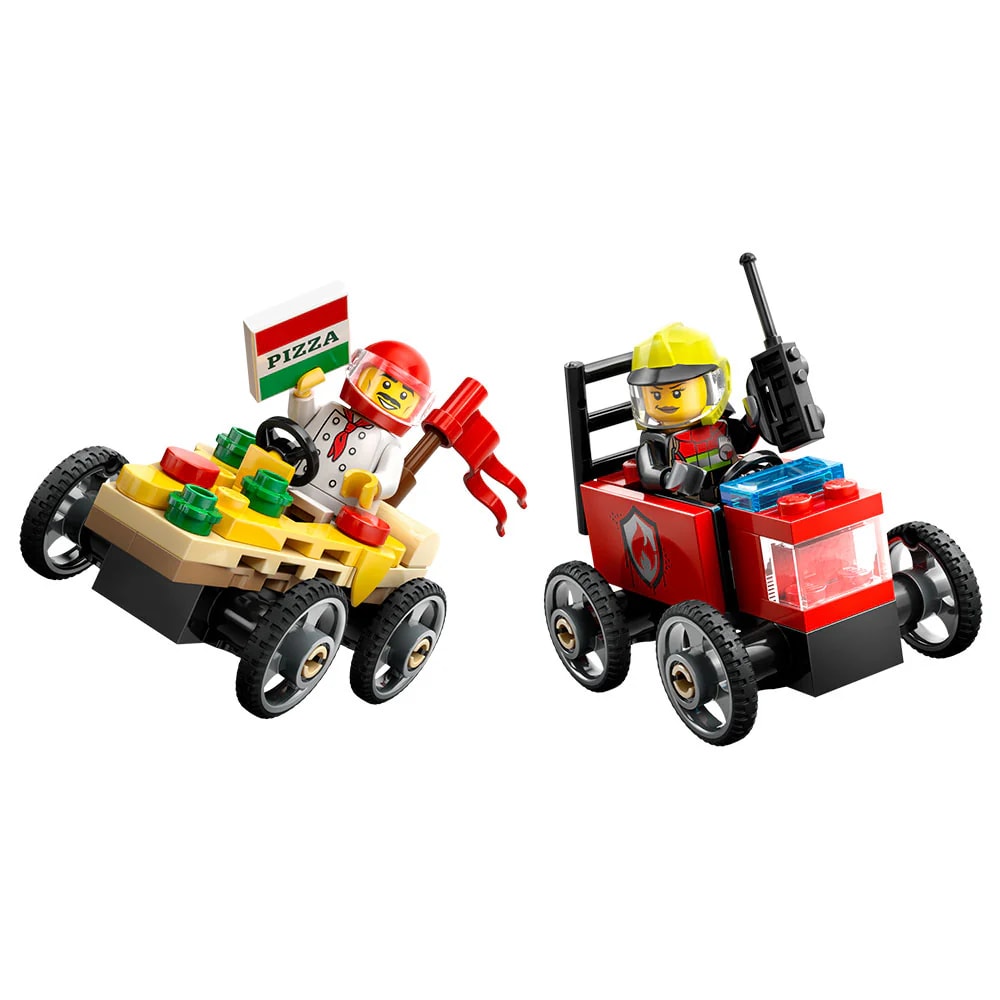 PACK DE COCHES DE CARRERAS: PIZZA VS. CAMIÓN DE BOMBEROS1