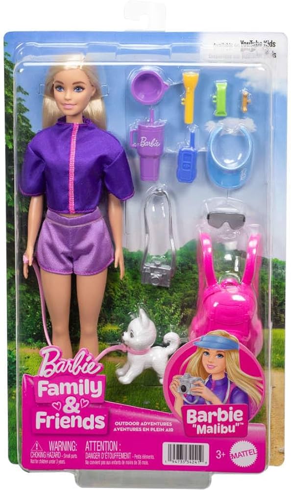 Barbie Muñeca Malibú Mascota Perrito Accesorios Aventura 3+ 0