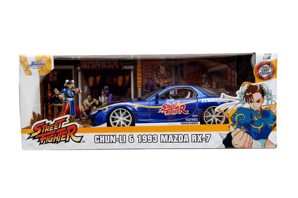 1:24 Scale Diecast - Hollywood Rides - Street Fighter - 1993 Mazda RX-7 w/ Chun-Li 0