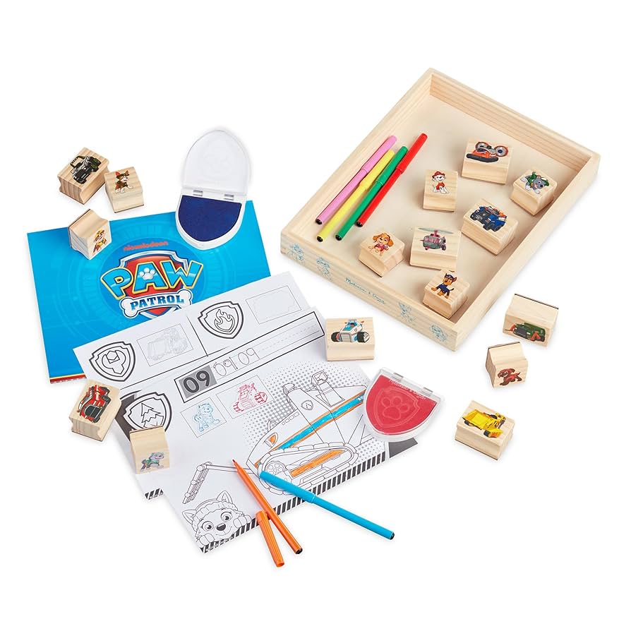 Melissa & Doug PAW Patrol - Juego de actividades de sellos de madera con marcadores, almohadilla de actividad1