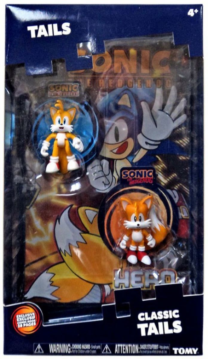 SONIC FIGURAS TAILS CLÁSICO Y MODERNO CON CÓMIC 0