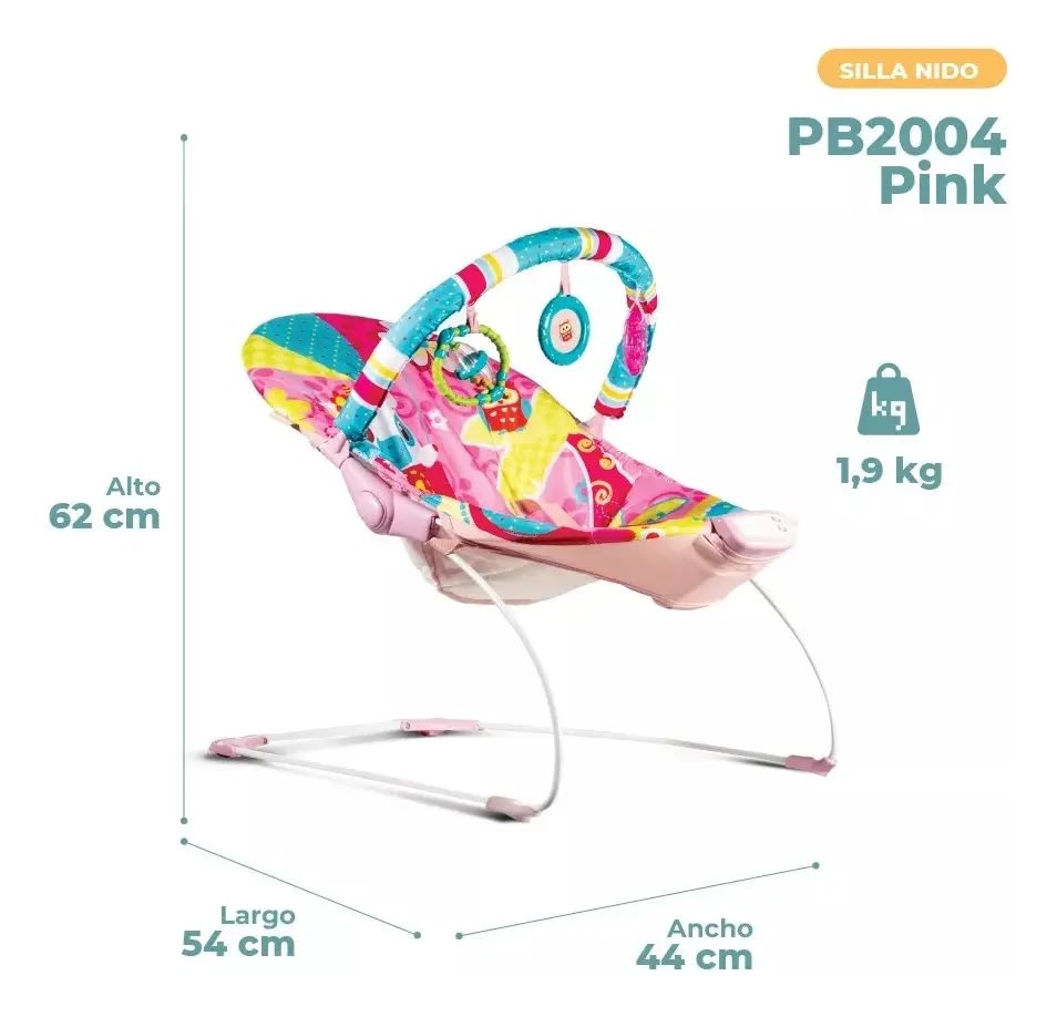 SILLA NIDO TIPO BOUCER PIKABOO  BABY SELVA PINK2