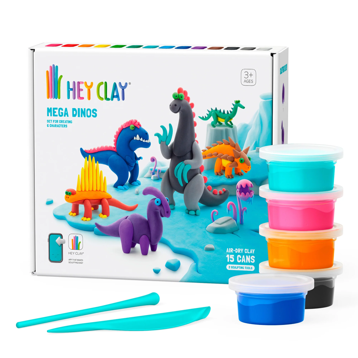 HEY CLAY PLASTICINA MEGA DINOSAURIOS PACK DE 15 COLORES 0