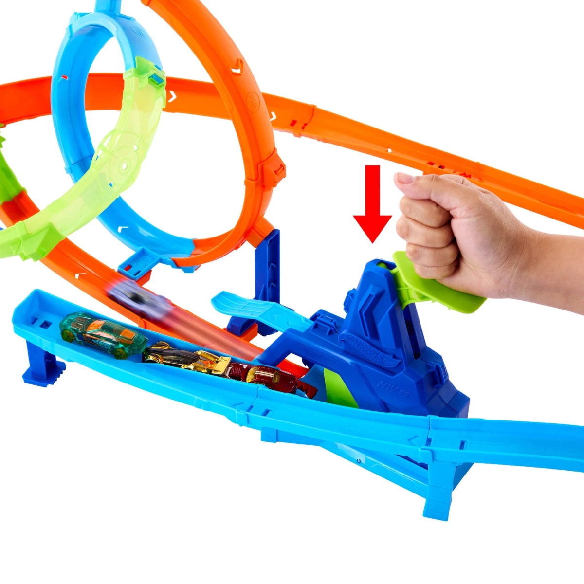 HOT WHEELS PISTA DE ACROBACIAS LANZA Y CHOCA3