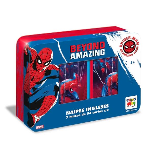 JUEGO NAIPES INGLES CAJA METÁLICA SPIDERMAN / MARVEL 0
