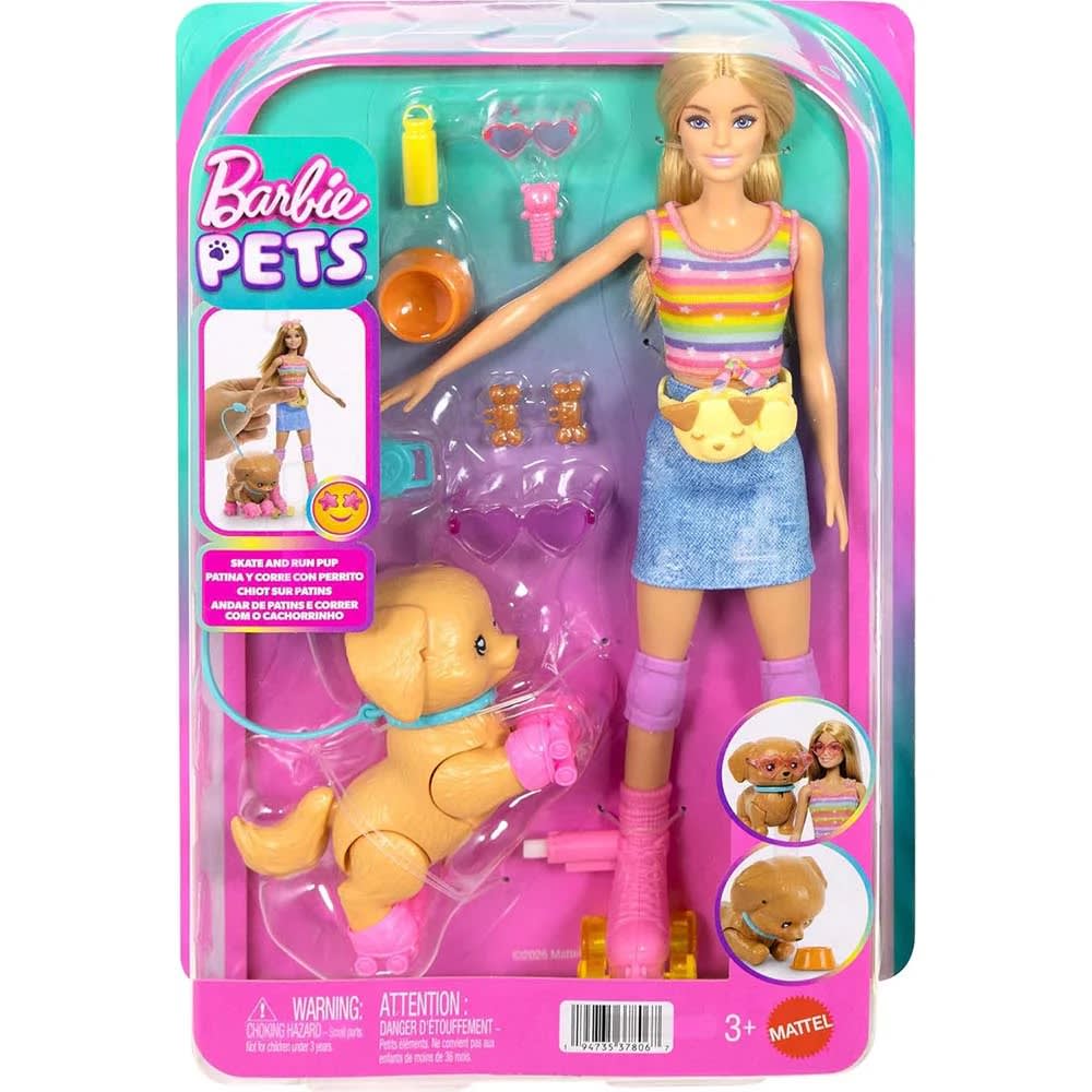 BARBIE PETS SKATE AND RUN MUÑECA CON PERRITO Y PATINES 3