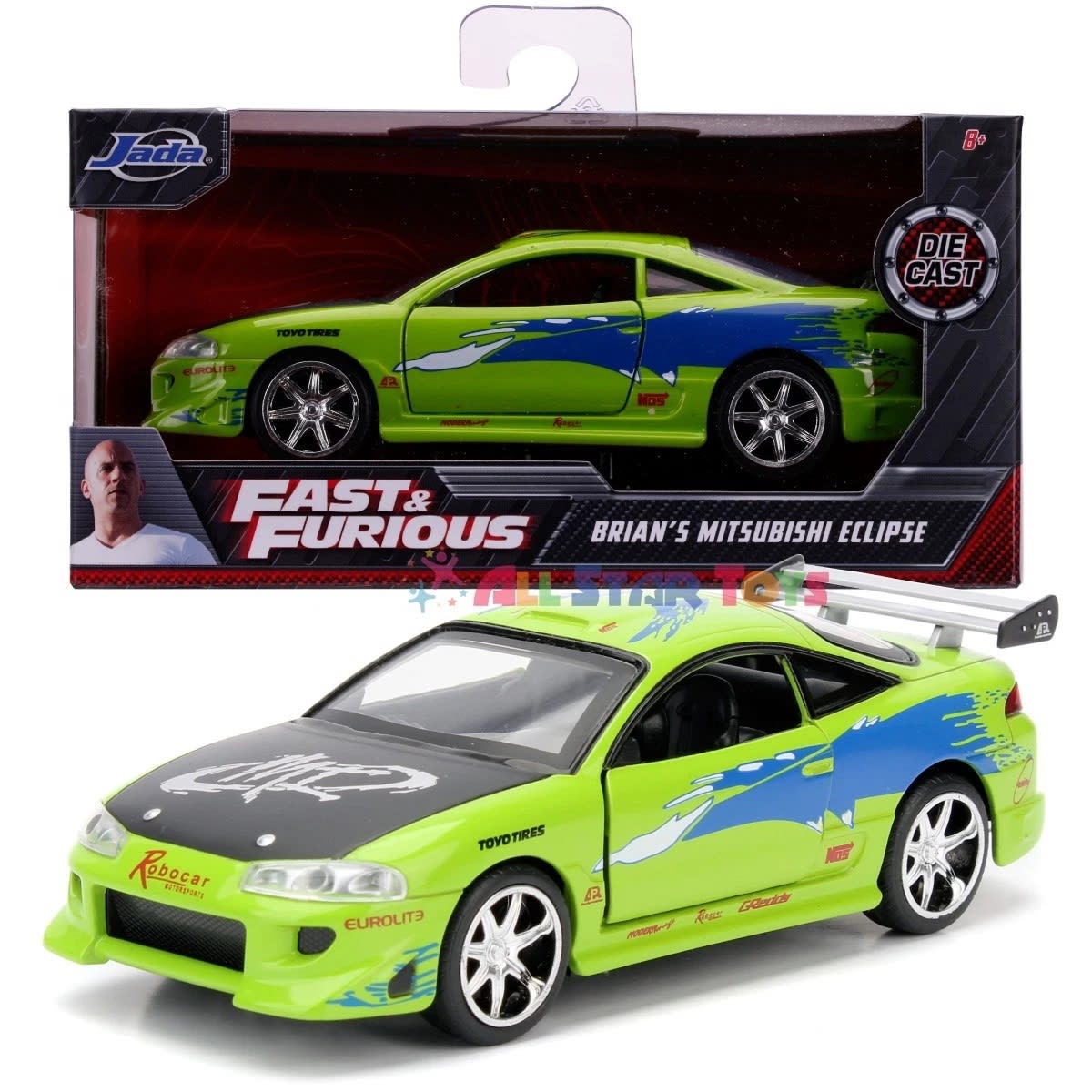 JADA TOYS FAST AND FURIOUS 1995 MITSUBISHI ECLIPSE GREEN 376C 3