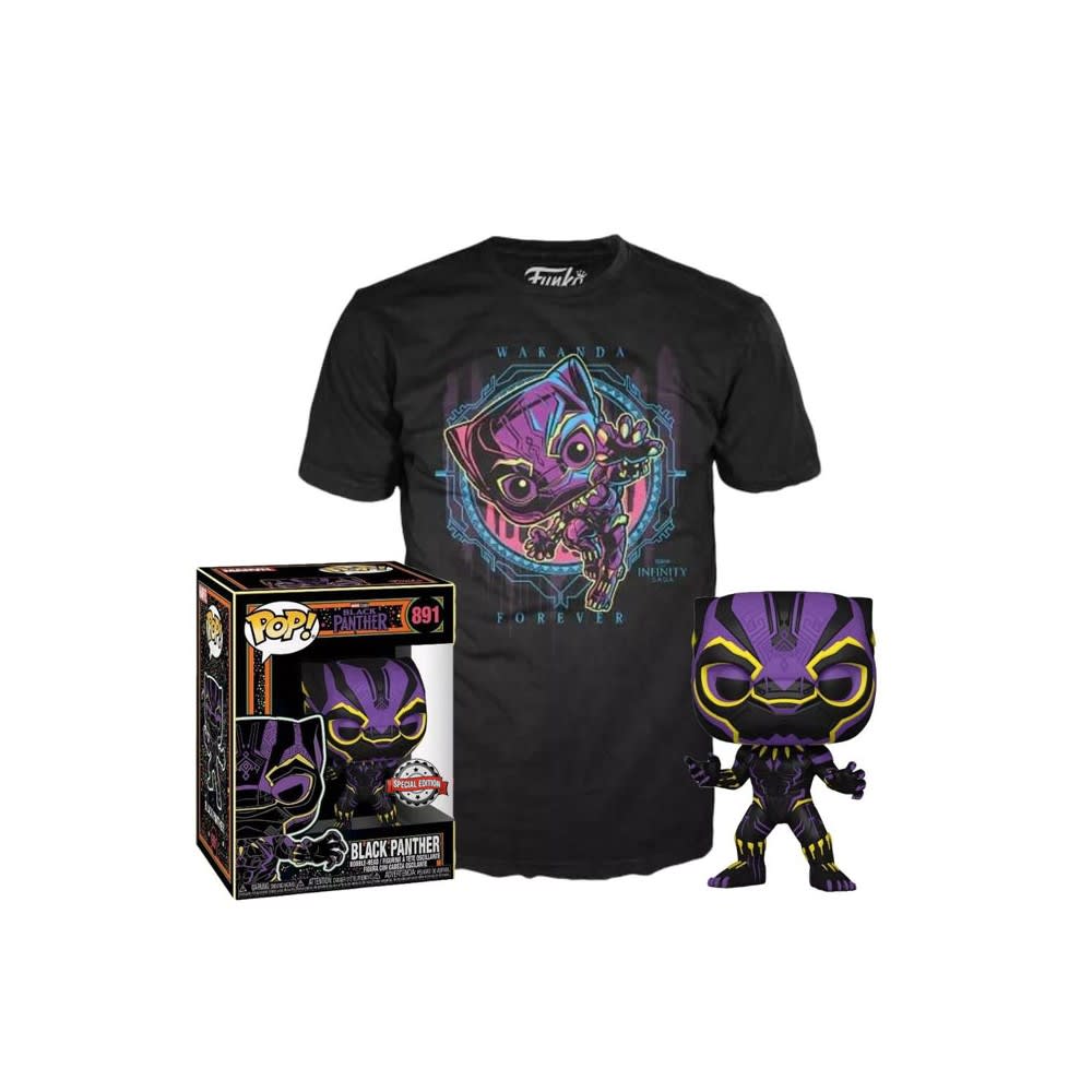 FUNKO POP MARVEL: BLACKPANTHER - BLACKPANTHER + POLERA TALLA S 1