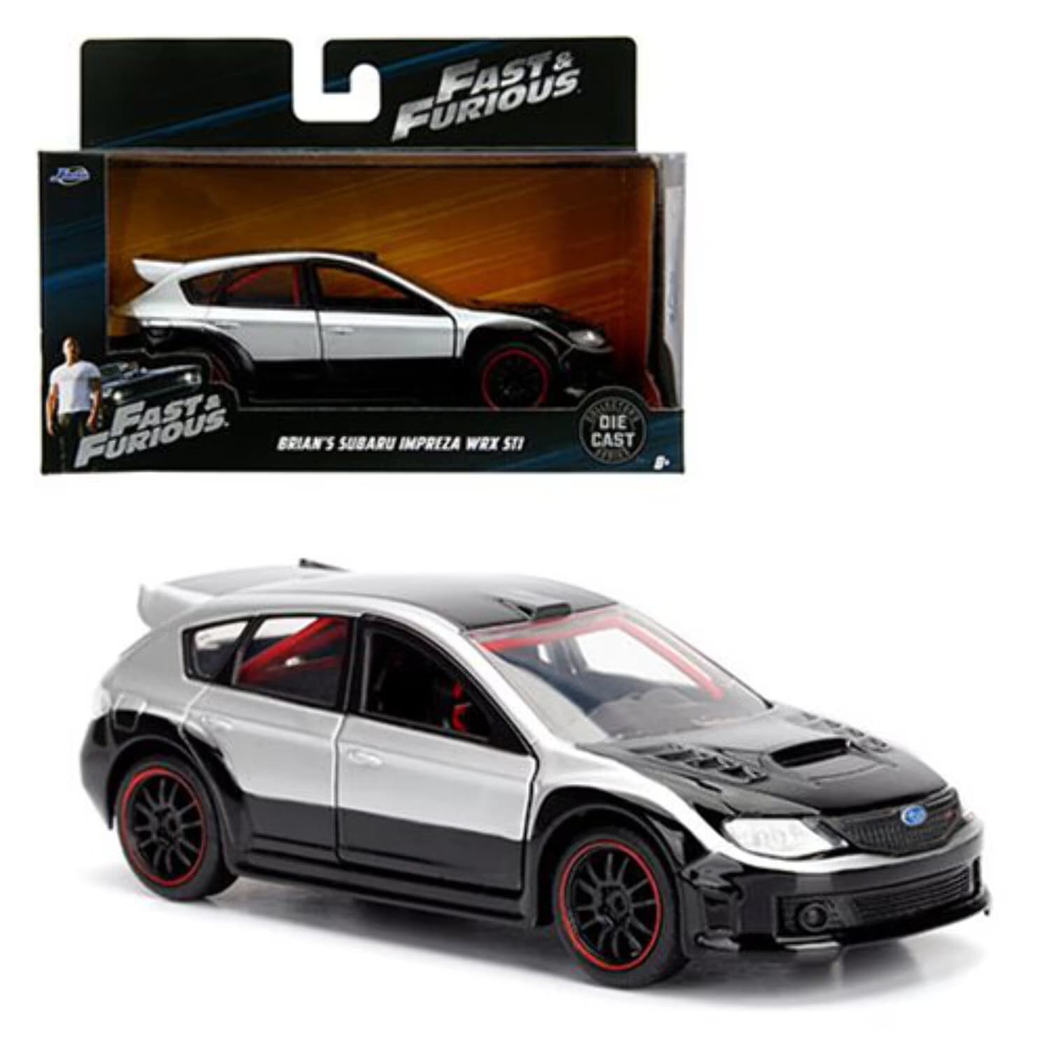 1:32 | FF | Brian's Subaru WRX Hattchback-Free Rolling | Silver   | Window Box With J HookWindow B JADA