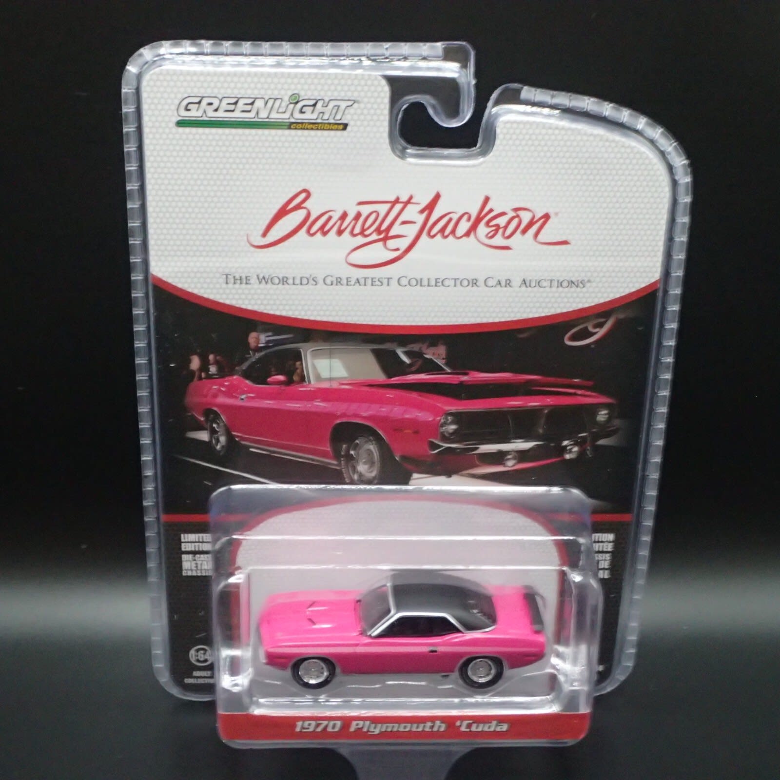 1:64 Barrett-Jackson Series 14 - 1970 Plymouth Cuda - Moulin Rouge (Las Vegas 2023) Solid Pack GREENLIGHT