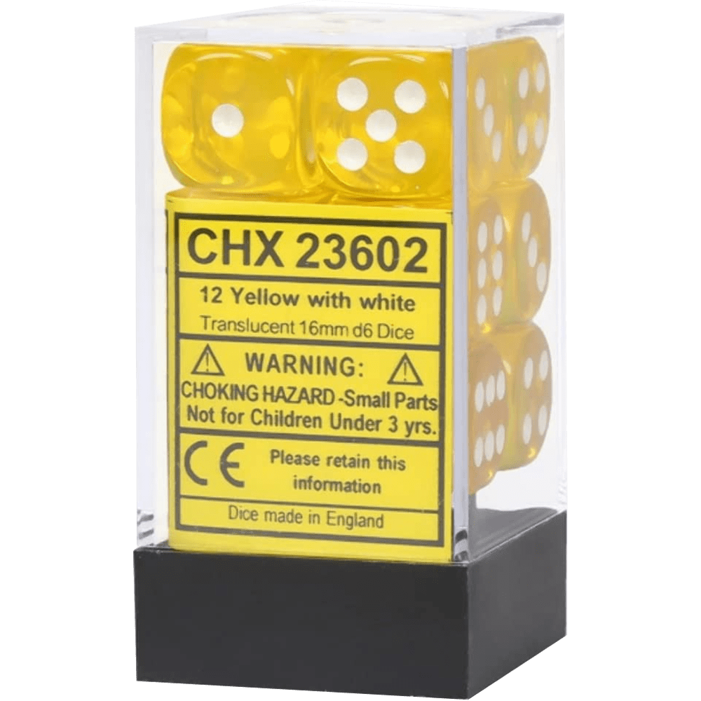 Chessex Die-6 Set Translucent 16mm (Yellow/white) | Top 8 Game Center