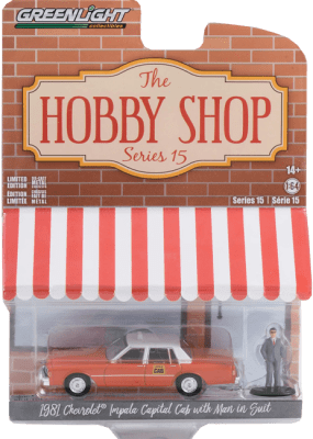 GreenLight Collectibles: 1:64 1981 Chevrolet Impala Capital Cab The Hobby Shop Series 15