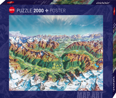 Puzzle 2000 Piezas Map Art Heye: Alpine Mountain World