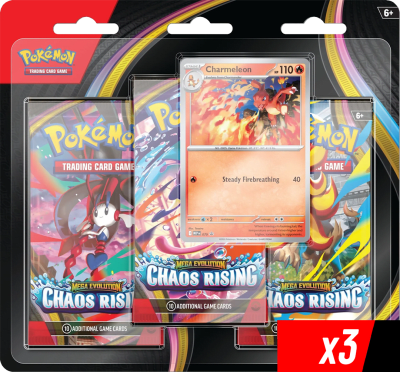 PREVENTA Pack 3 Blister Pokémon TCG: Mega Evolution - Chaos Rising (Charmeleon)