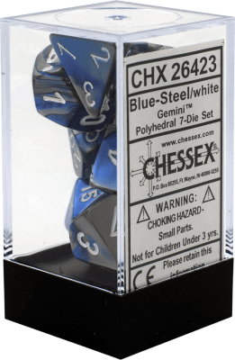 Chessex Die Rol Set Gemini (Blue-Steel/White)1