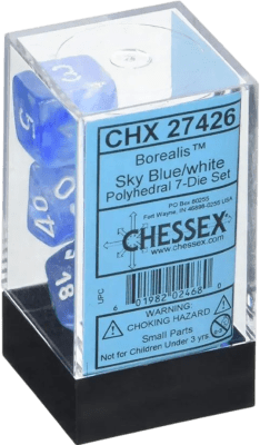 Chessex Die Rol Set Borealis (Sky Blue/White)1