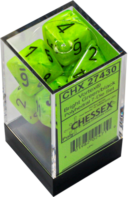 Chessex Die Rol Set Vortex (Bright Green/Black)1