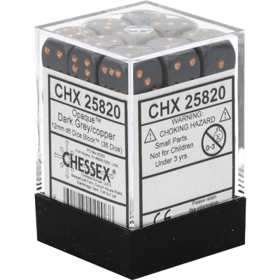 Chessex Die-6 Set Opaque 12mm (Dark Grey/Cooper)