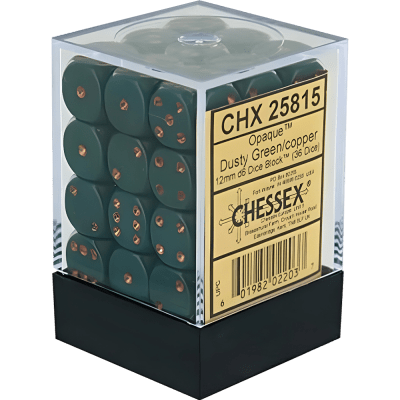 Chessex Die-6 Set Opaque 12mm (Dusty Green/Cooper)
