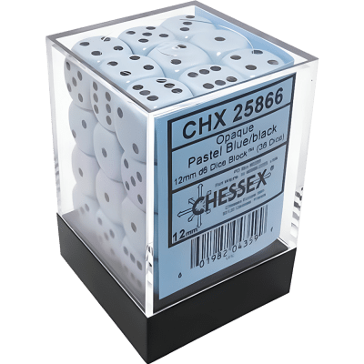 Chessex Die-6 Set Opaque 12mm (Pastel Blue/Black)
