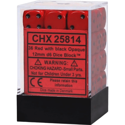 Chessex Die-6 Set Opaque 12mm (Red/Black)